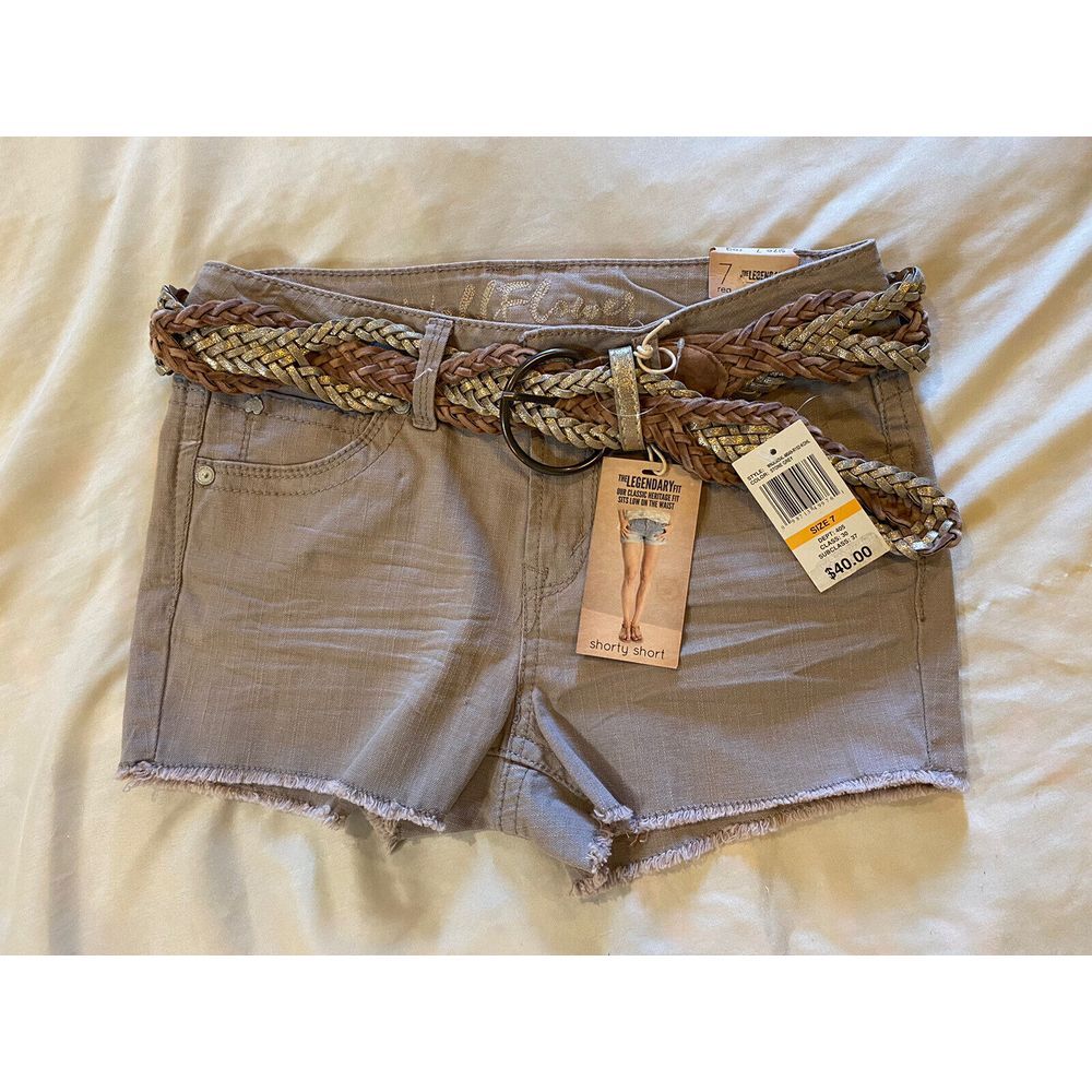 Wallflower Womens Shorts Tan Denim Shorty Cut Off Frayed 7R NWT